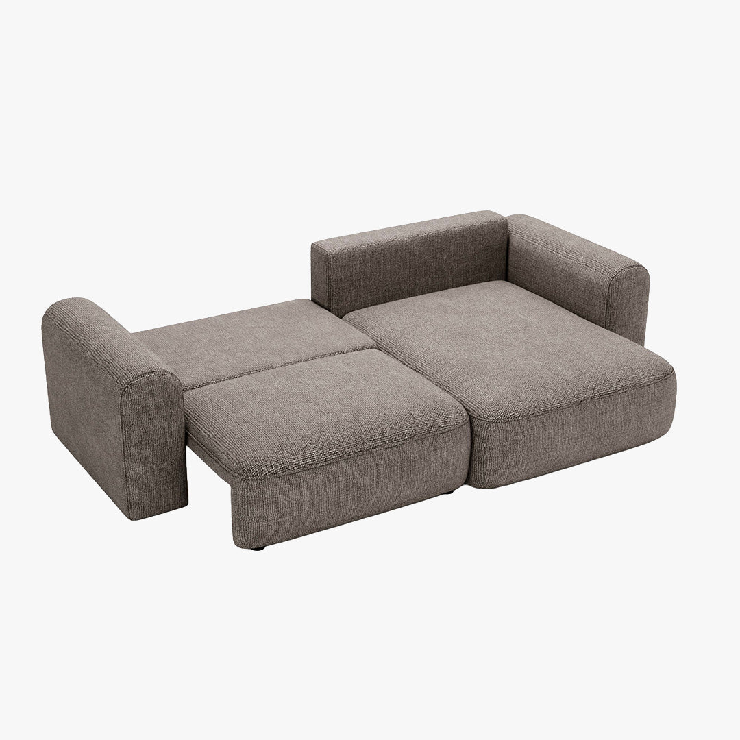 NIRA Canapé d'angle convertible réversible avec coffre en tissu gris - Canapé d'angle convertible - Mobilier Deco