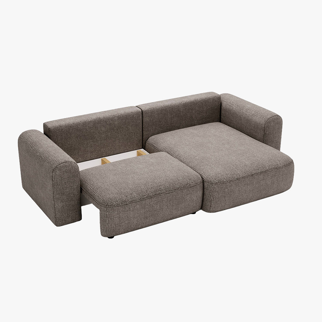 NIRA Canapé d'angle convertible réversible avec coffre en tissu gris - Canapé d'angle convertible - Mobilier Deco