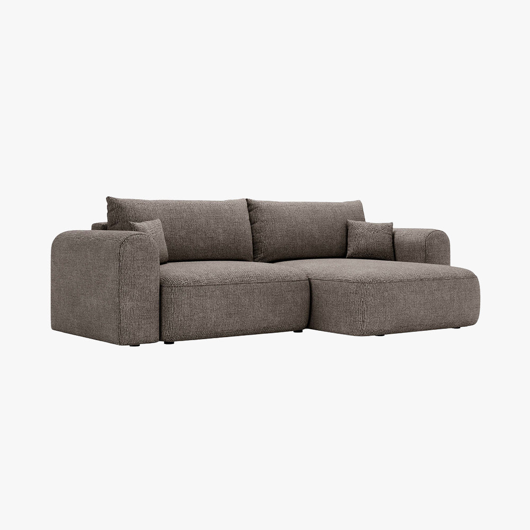 NIRA Canapé d'angle convertible réversible avec coffre en tissu gris - Canapé d'angle convertible - Mobilier Deco