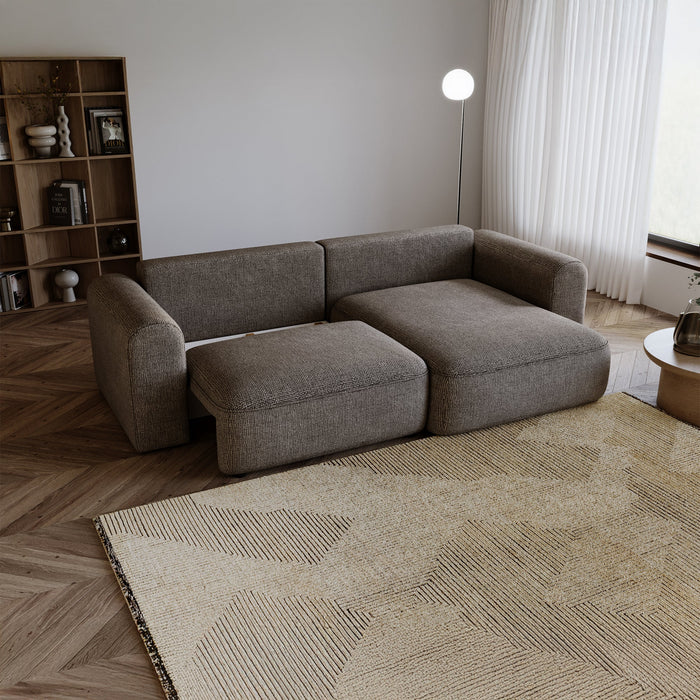 NIRA Canapé d'angle convertible réversible avec coffre en tissu gris