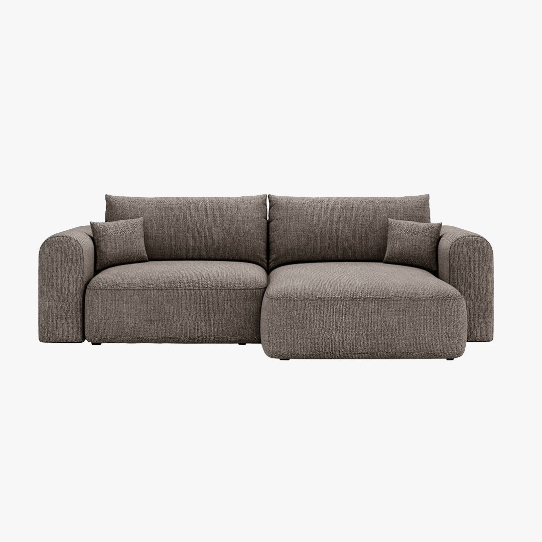 NIRA Canapé d'angle convertible réversible avec coffre en tissu gris - Canapé d'angle convertible - Mobilier Deco