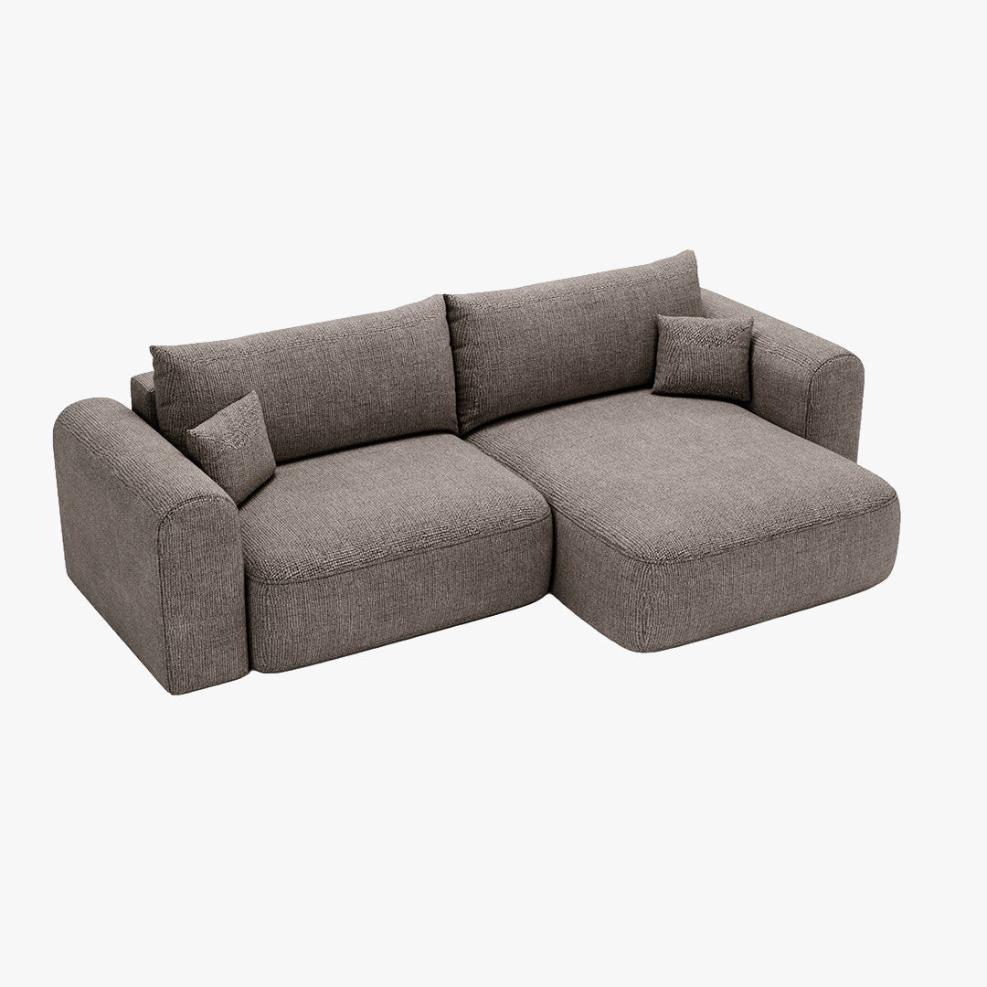 NIRA Canapé d'angle convertible réversible avec coffre en tissu gris - Canapé d'angle convertible - Mobilier Deco