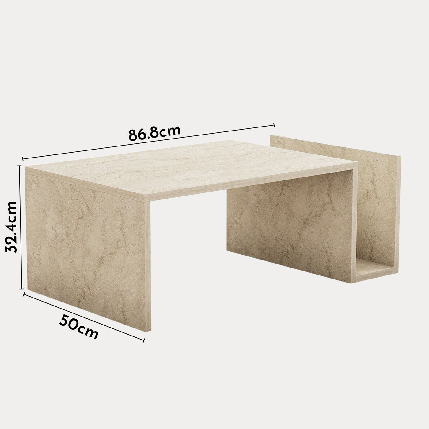 NOAH Table basse rectangulaire beige avec rangement intégré - Table basse - Mobilier Deco