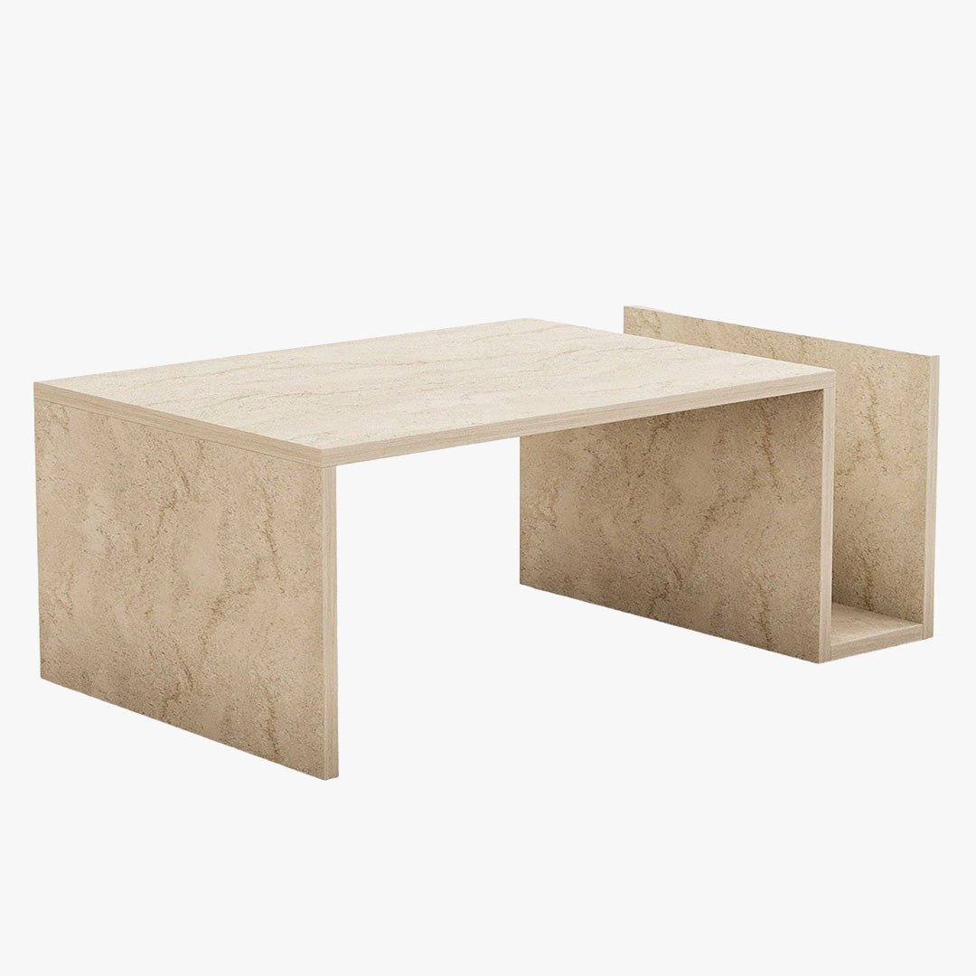 NOAH Table basse rectangulaire beige avec rangement intégré - Table basse - Mobilier Deco