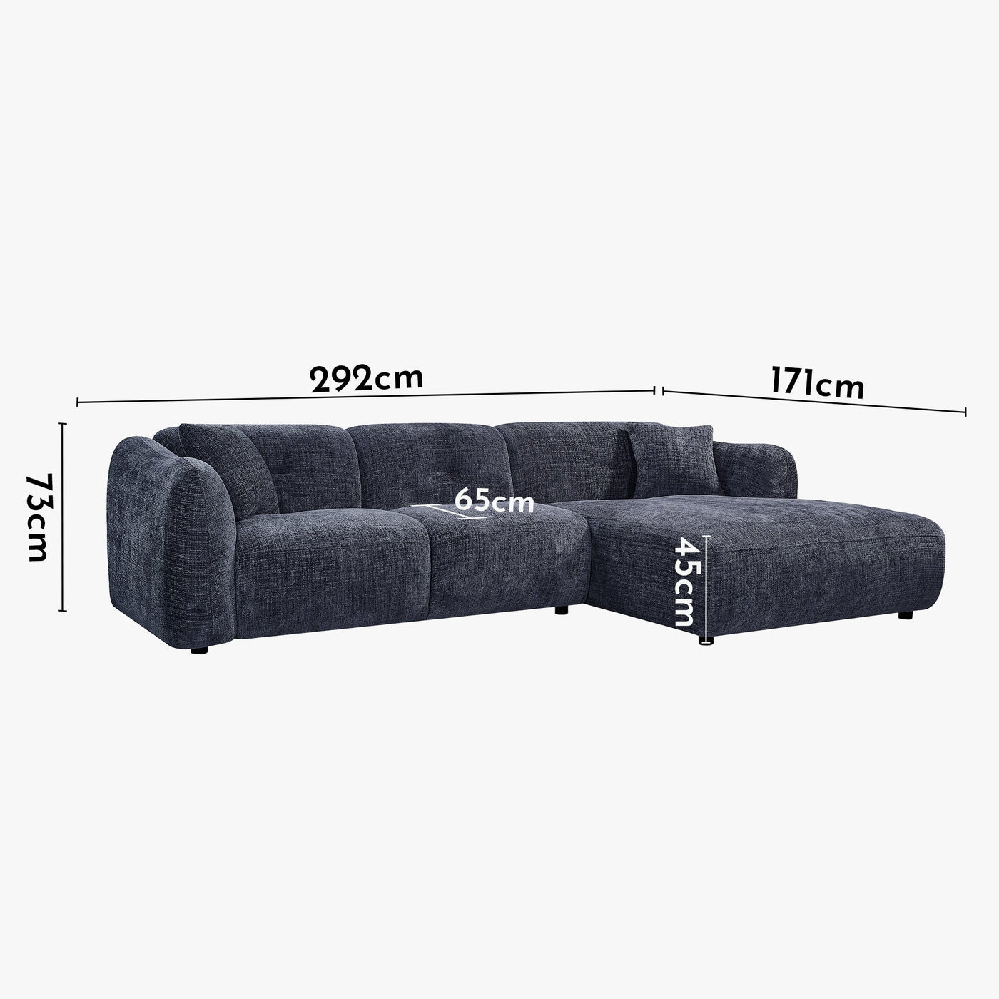 NOELIA Canapé d'angle en tissu capitonné bleu - Angle droit - Canapés d'angle - Mobilier Deco