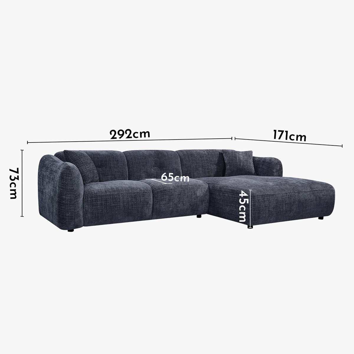 NOELIA Canapé d'angle en tissu capitonné bleu - Angle droit - Canapés d'angle - Mobilier Deco