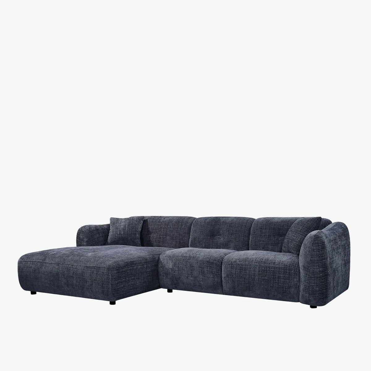 NOELIA Canapé d'angle en tissu capitonné bleu - Angle gauche - Canapés d'angle - Mobilier Deco