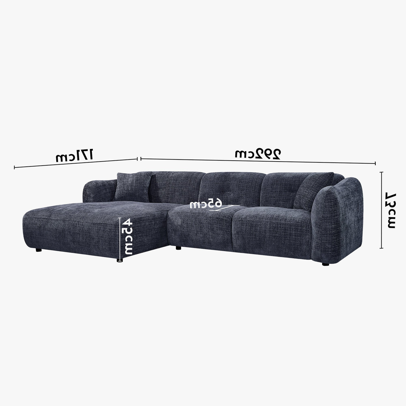 NOELIA Canapé d'angle en tissu capitonné bleu - Angle gauche - Canapés d'angle - Mobilier Deco