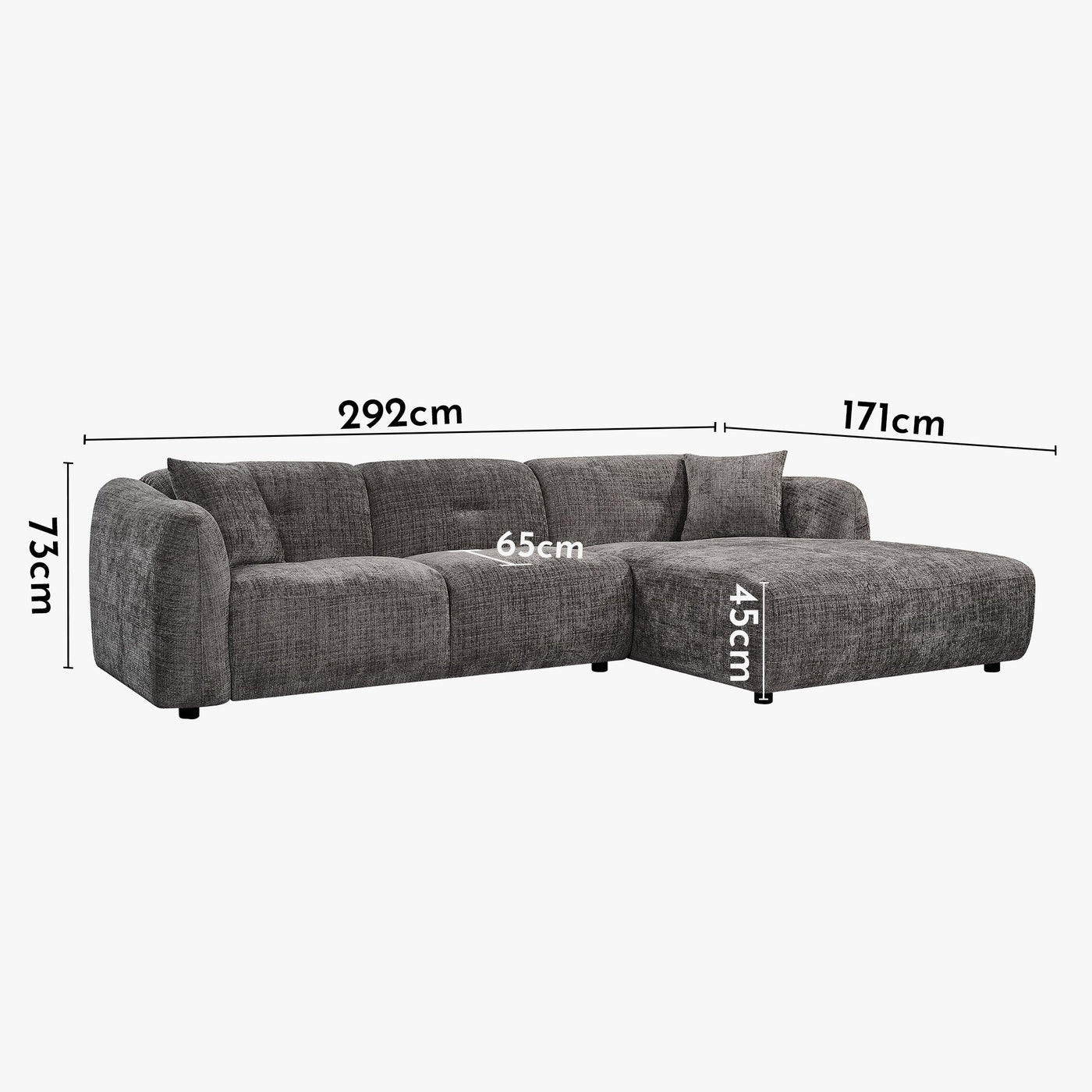 NOELIA Canapé d'angle en tissu capitonné taupe - Angle droit - Canapés d'angle - Mobilier Deco