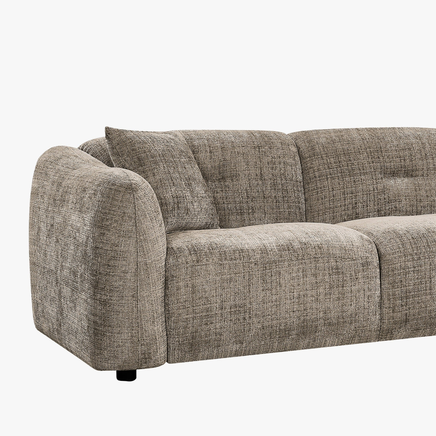 NOELIA Canapé d'angle en tissu capitonné taupe - Angle droit - Canapés d'angle - Mobilier Deco