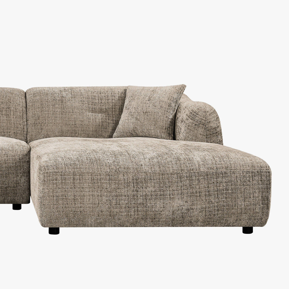 NOELIA Canapé d'angle en tissu capitonné taupe - Angle droit - Canapés d'angle - Mobilier Deco