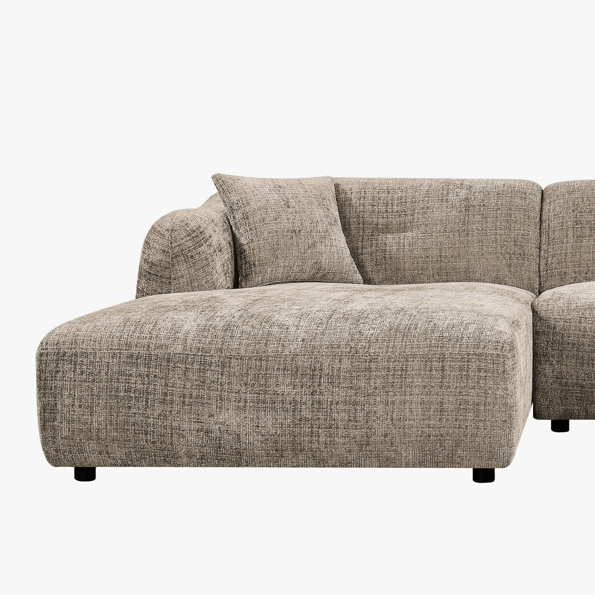 NOELIA Canapé d'angle en tissu capitonné taupe - Angle gauche - Canapés d'angle - Mobilier Deco
