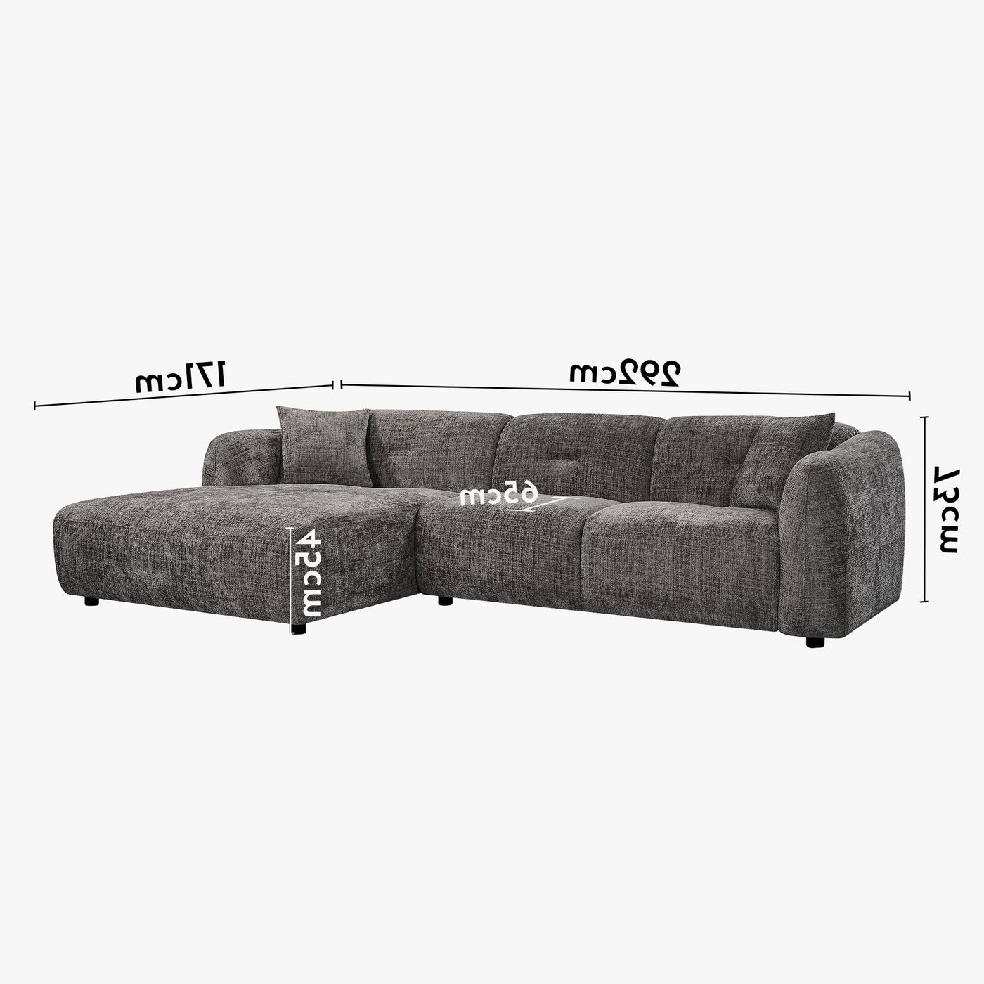 NOELIA Canapé d'angle en tissu capitonné taupe - Angle gauche - Canapés d'angle - Mobilier Deco