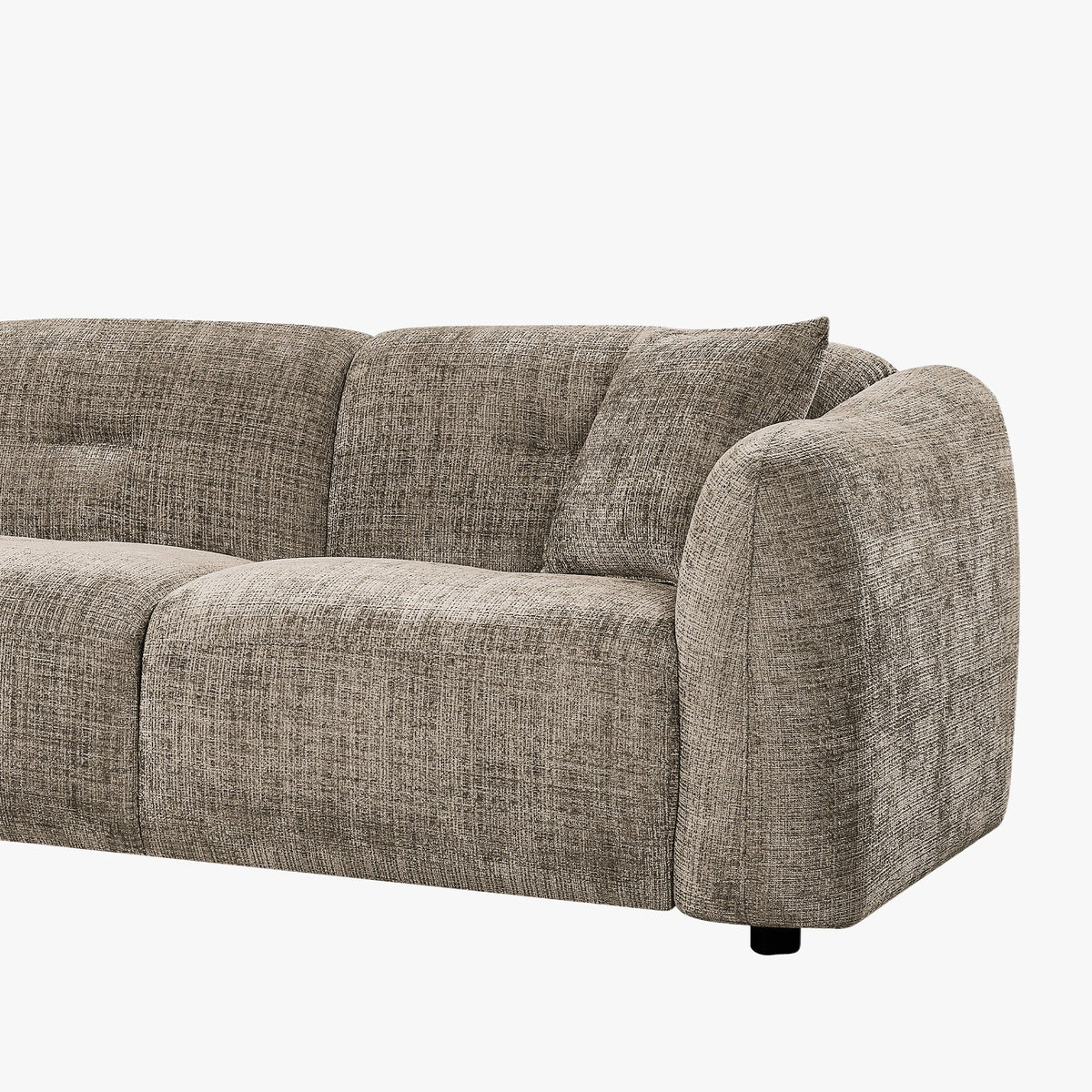 NOELIA Canapé d'angle en tissu capitonné taupe - Angle gauche - Canapés d'angle - Mobilier Deco
