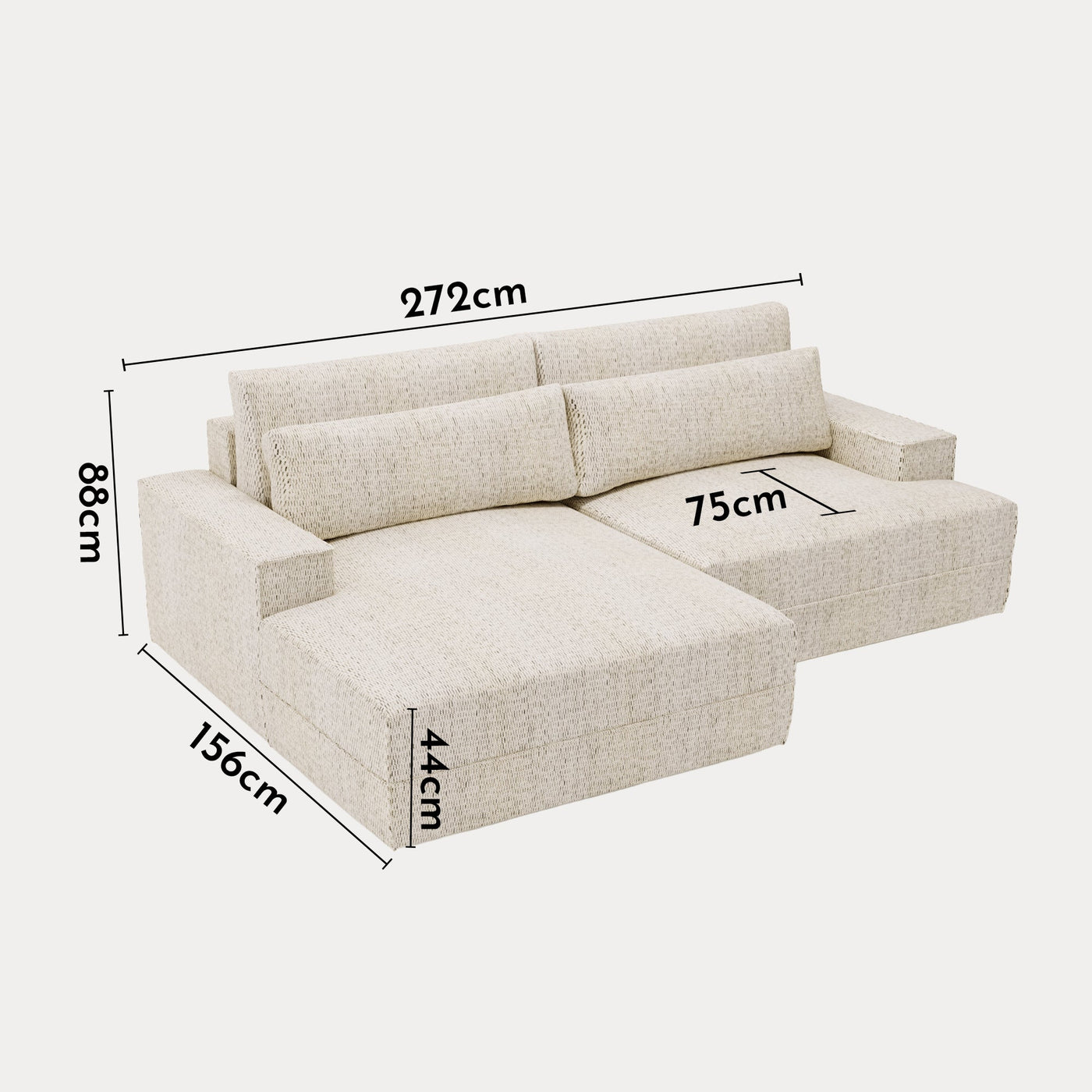 NOEMIA Canapé d'angle convertible avec coffre en tissu beige - Angle gauche - Canapé d'angle convertible - Mobilier Deco