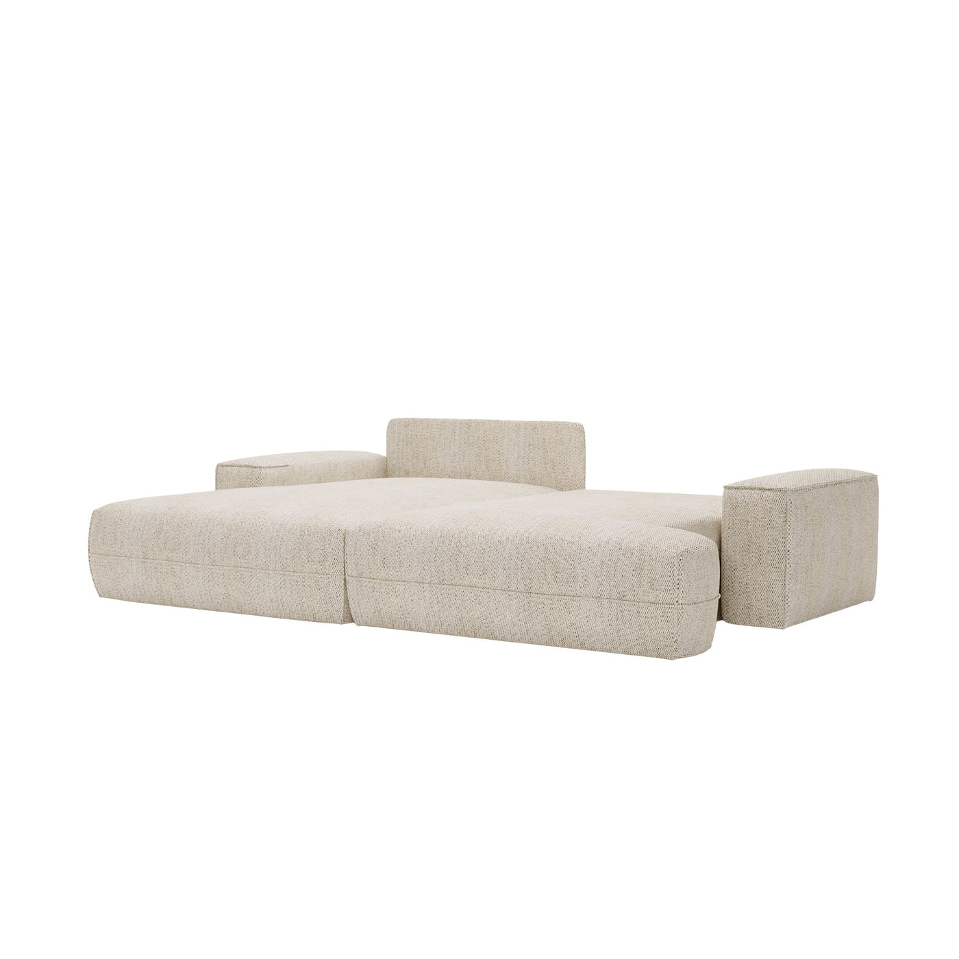 NOEMIA Canapé d'angle convertible avec coffre en tissu beige - Angle gauche - Canapé d'angle convertible - Mobilier Deco