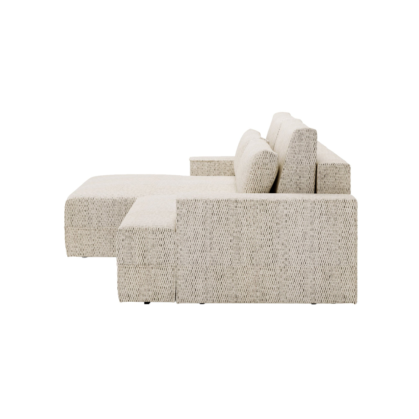 NOEMIA Canapé d'angle convertible avec coffre en tissu beige - Angle gauche - Canapé d'angle convertible - Mobilier Deco