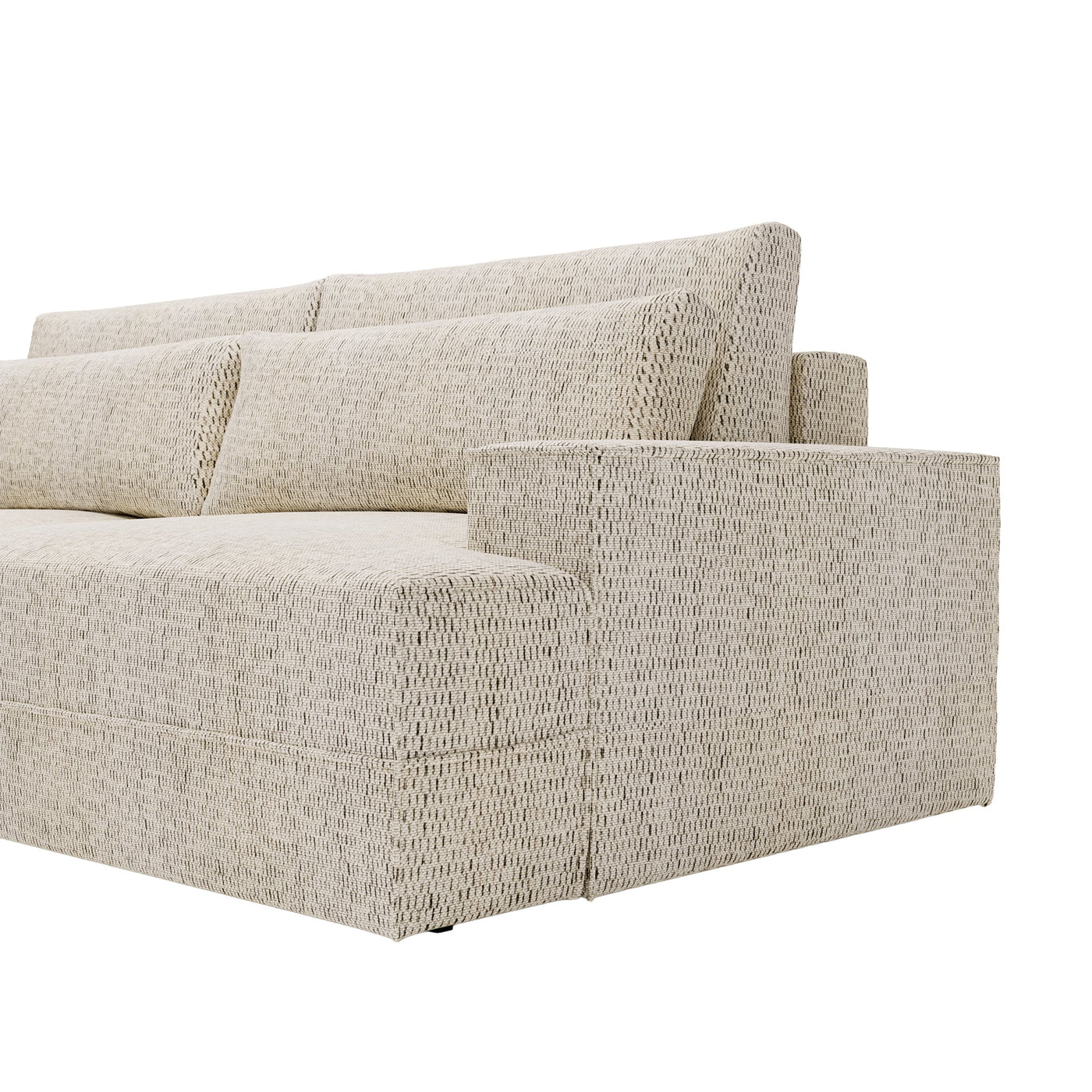 NOEMIA Canapé d'angle convertible avec coffre en tissu beige - Angle gauche - Canapé d'angle convertible - Mobilier Deco