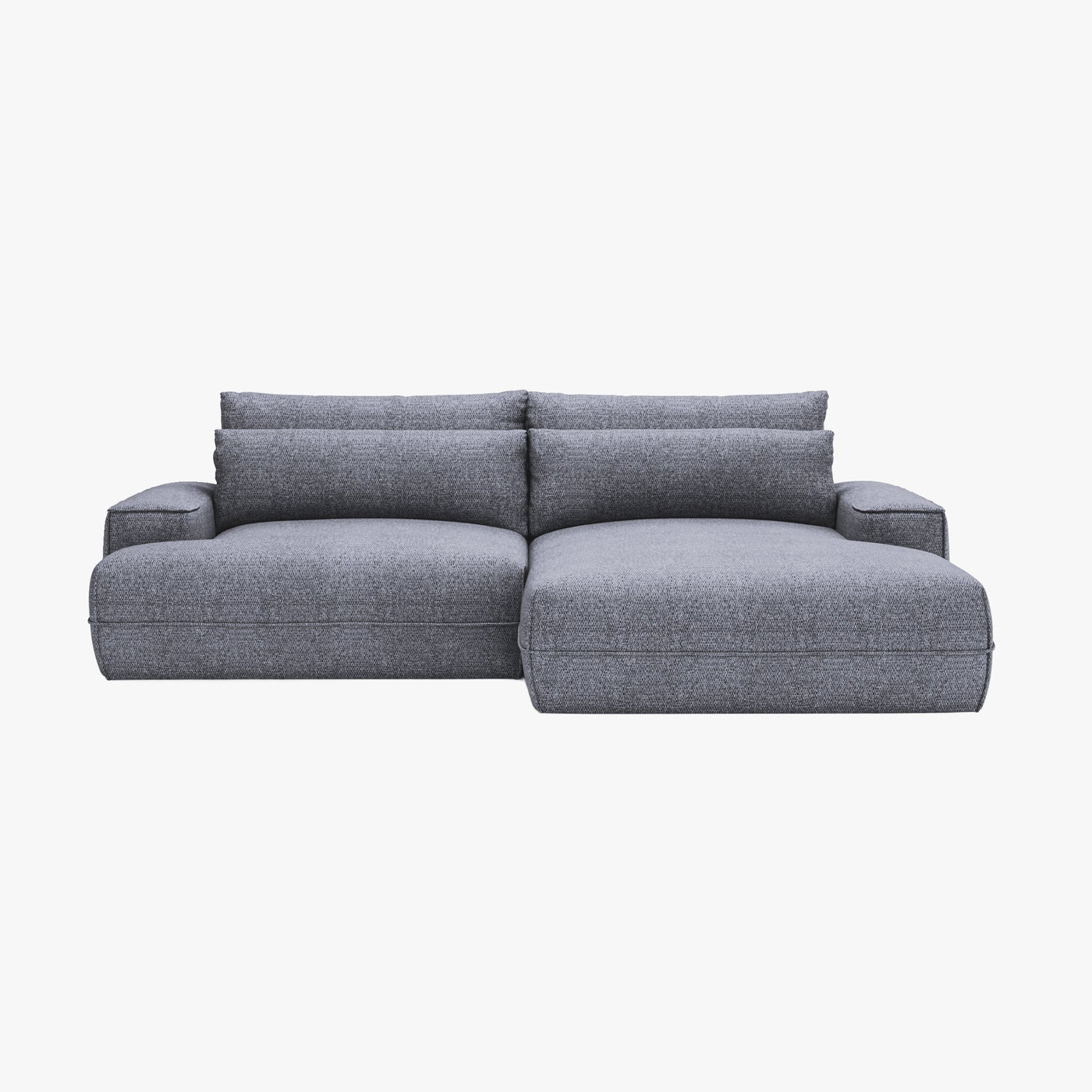 NOEMIA Canapé d'angle convertible avec coffre en tissu gris clair - Angle droit - Canapé d'angle convertible - Mobilier Deco