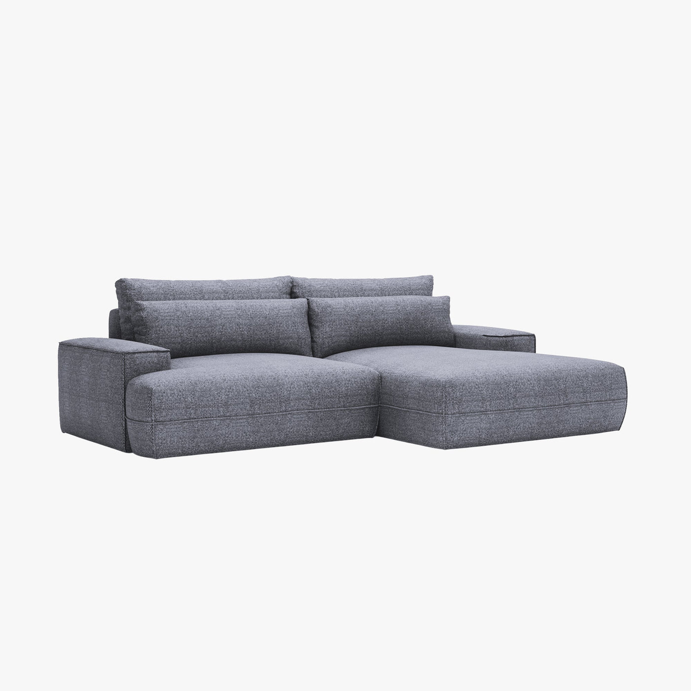 NOEMIA Canapé d'angle convertible avec coffre en tissu gris clair - Angle droit - Canapé d'angle convertible - Mobilier Deco