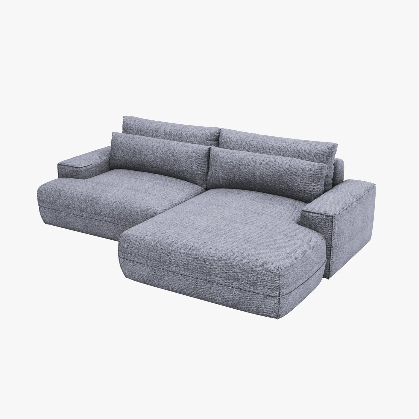 NOEMIA Canapé d'angle convertible avec coffre en tissu gris clair - Angle droit - Canapé d'angle convertible - Mobilier Deco
