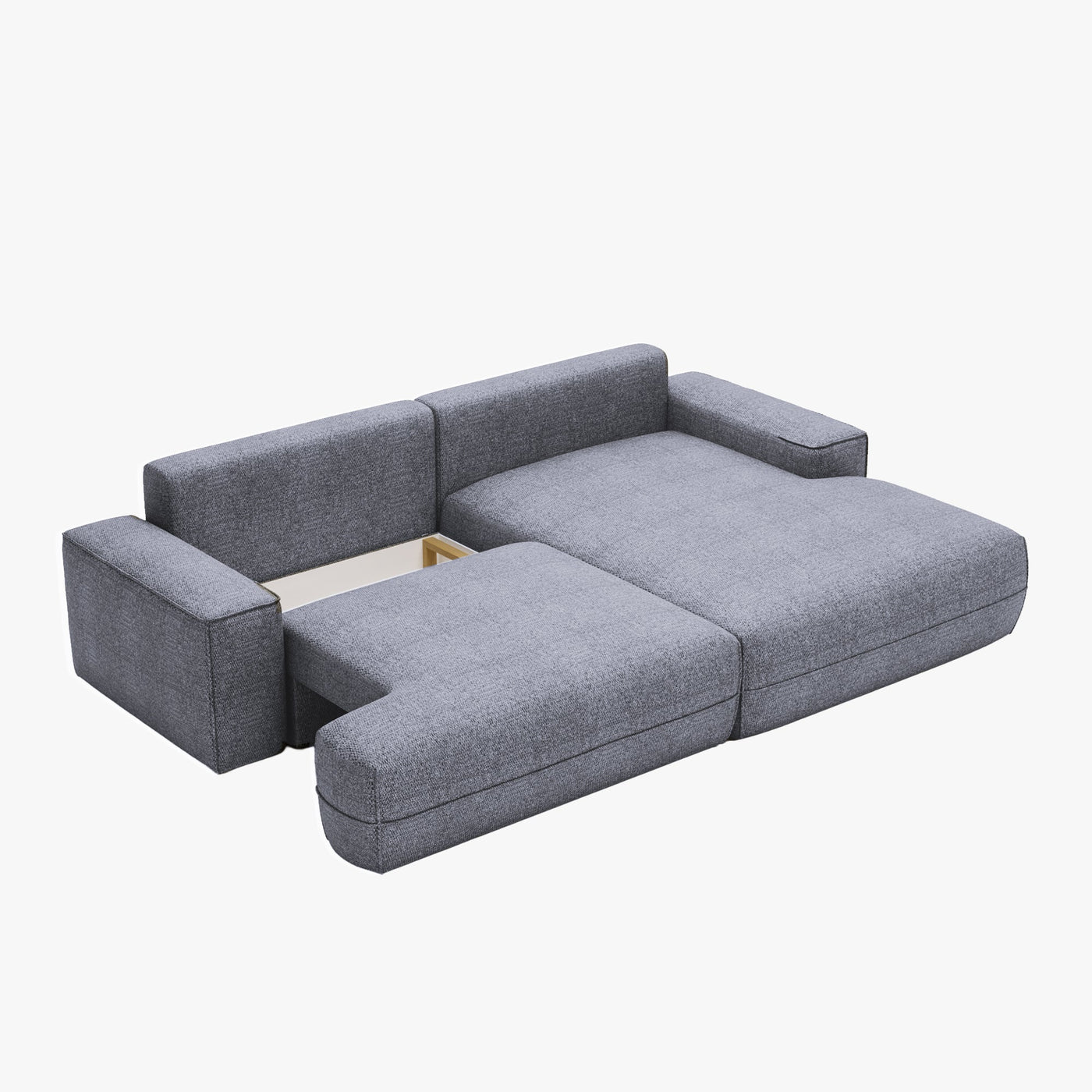 NOEMIA Canapé d'angle convertible avec coffre en tissu gris clair - Angle droit - Canapé d'angle convertible - Mobilier Deco