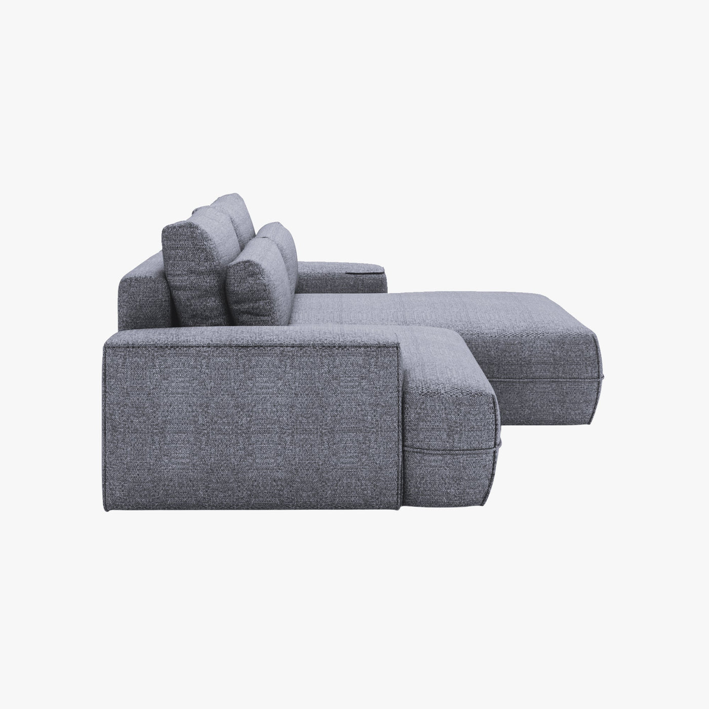 NOEMIA Canapé d'angle convertible avec coffre en tissu gris clair - Angle droit - Canapé d'angle convertible - Mobilier Deco