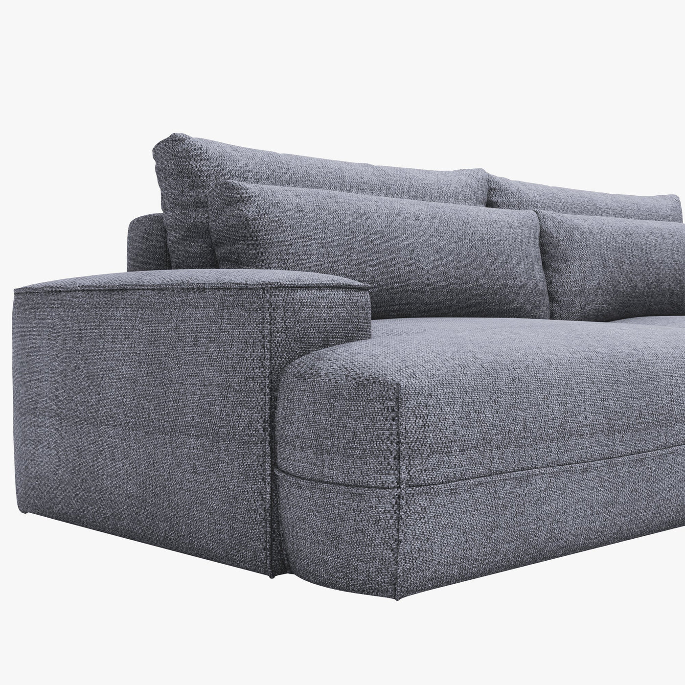 NOEMIA Canapé d'angle convertible avec coffre en tissu gris clair - Angle droit - Canapé d'angle convertible - Mobilier Deco