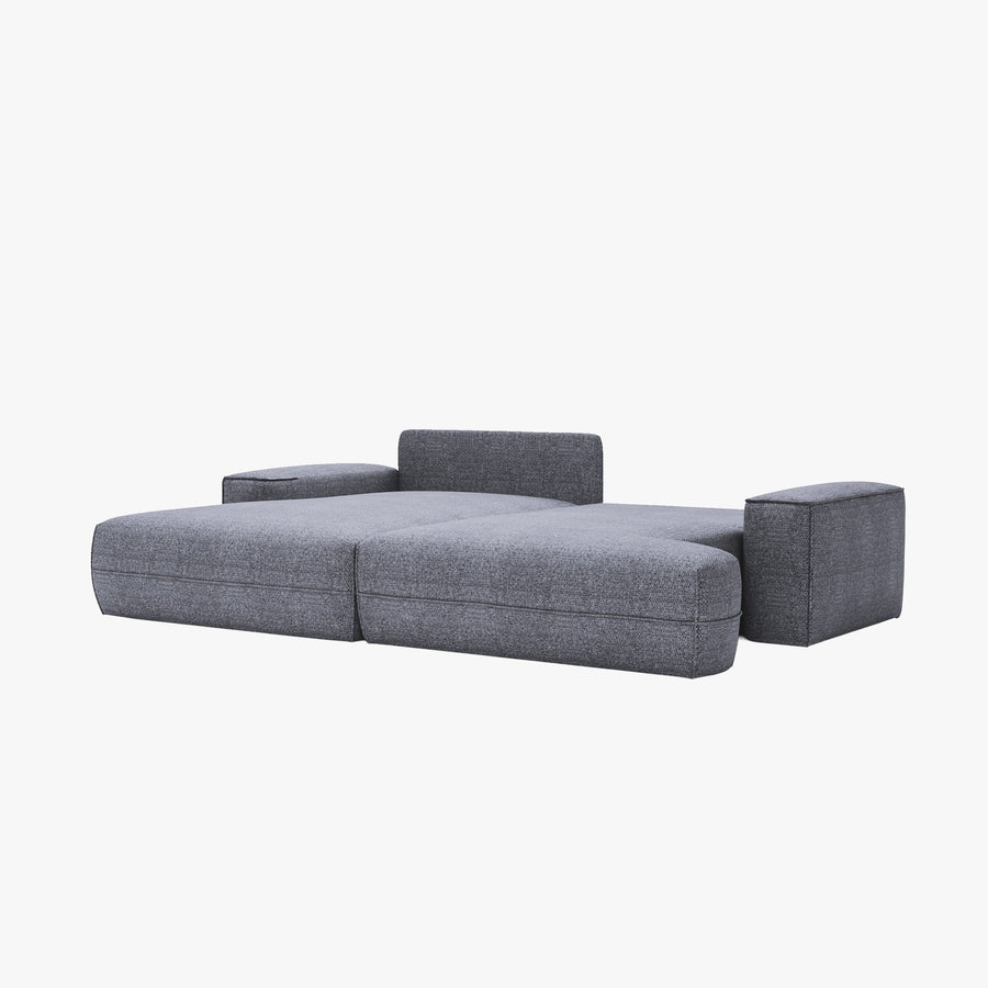 NOEMIA Canapé d'angle convertible avec coffre en tissu gris clair - Angle gauche — aperçu vidéo