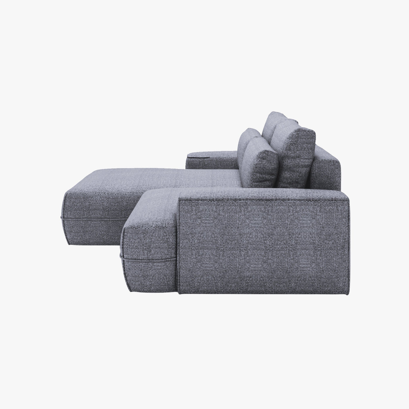 NOEMIA Canapé d'angle convertible avec coffre en tissu gris clair - Angle gauche - Canapé d'angle convertible - Mobilier Deco
