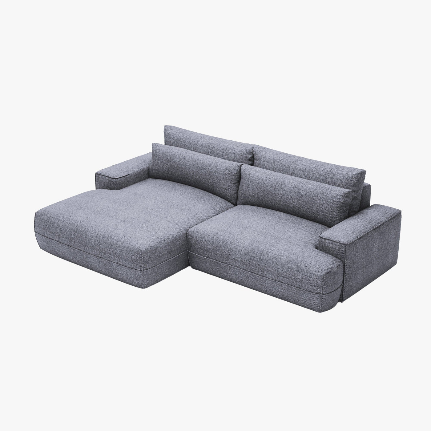 NOEMIA Canapé d'angle convertible avec coffre en tissu gris clair - Angle gauche - Canapé d'angle convertible - Mobilier Deco