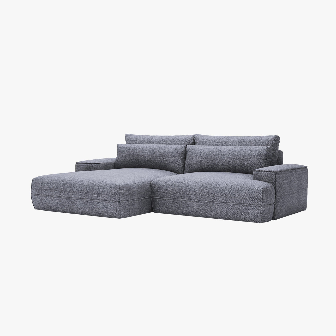 NOEMIA Canapé d'angle convertible avec coffre en tissu gris clair - Angle gauche - Canapé d'angle convertible - Mobilier Deco