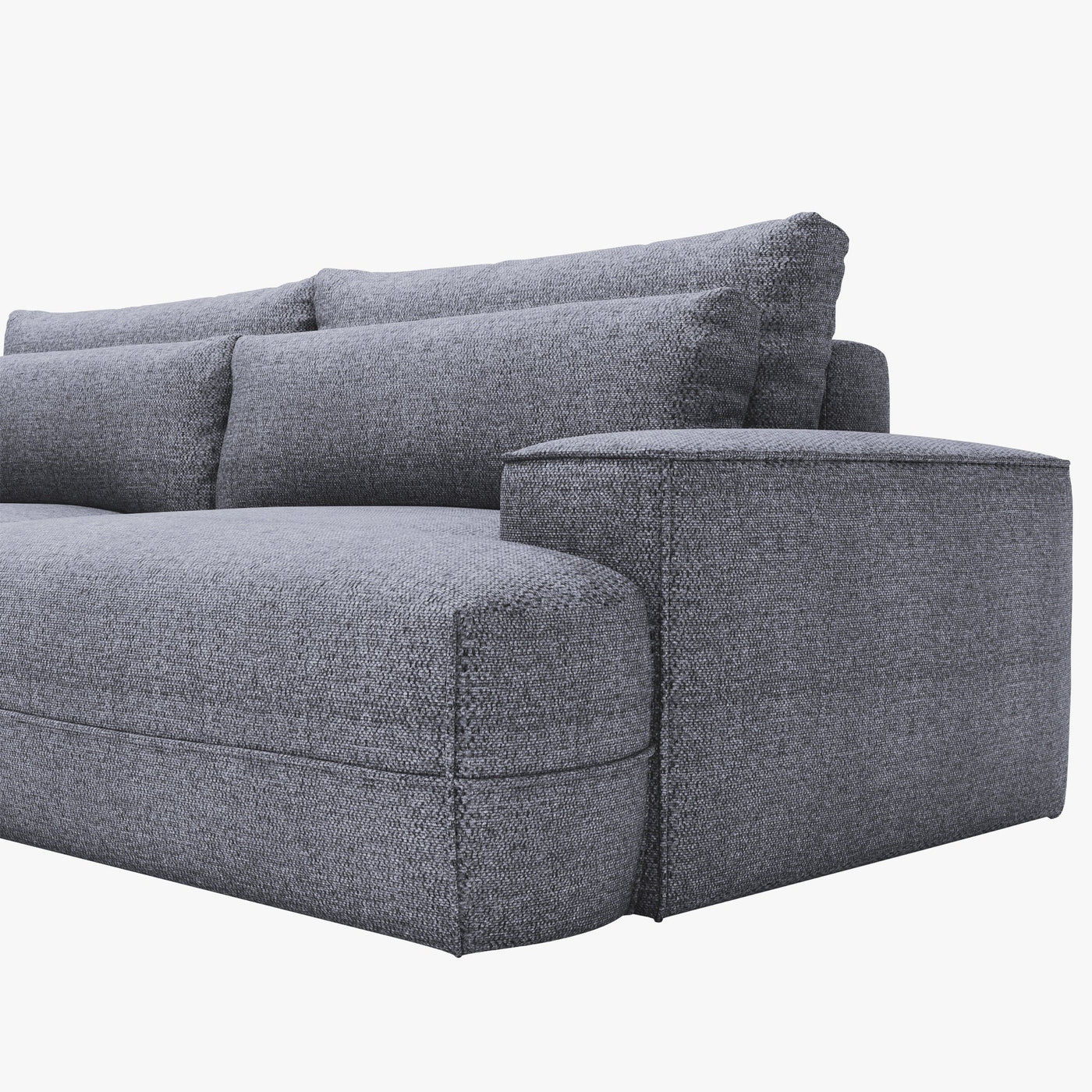 NOEMIA Canapé d'angle convertible avec coffre en tissu gris clair - Angle gauche - Canapé d'angle convertible - Mobilier Deco