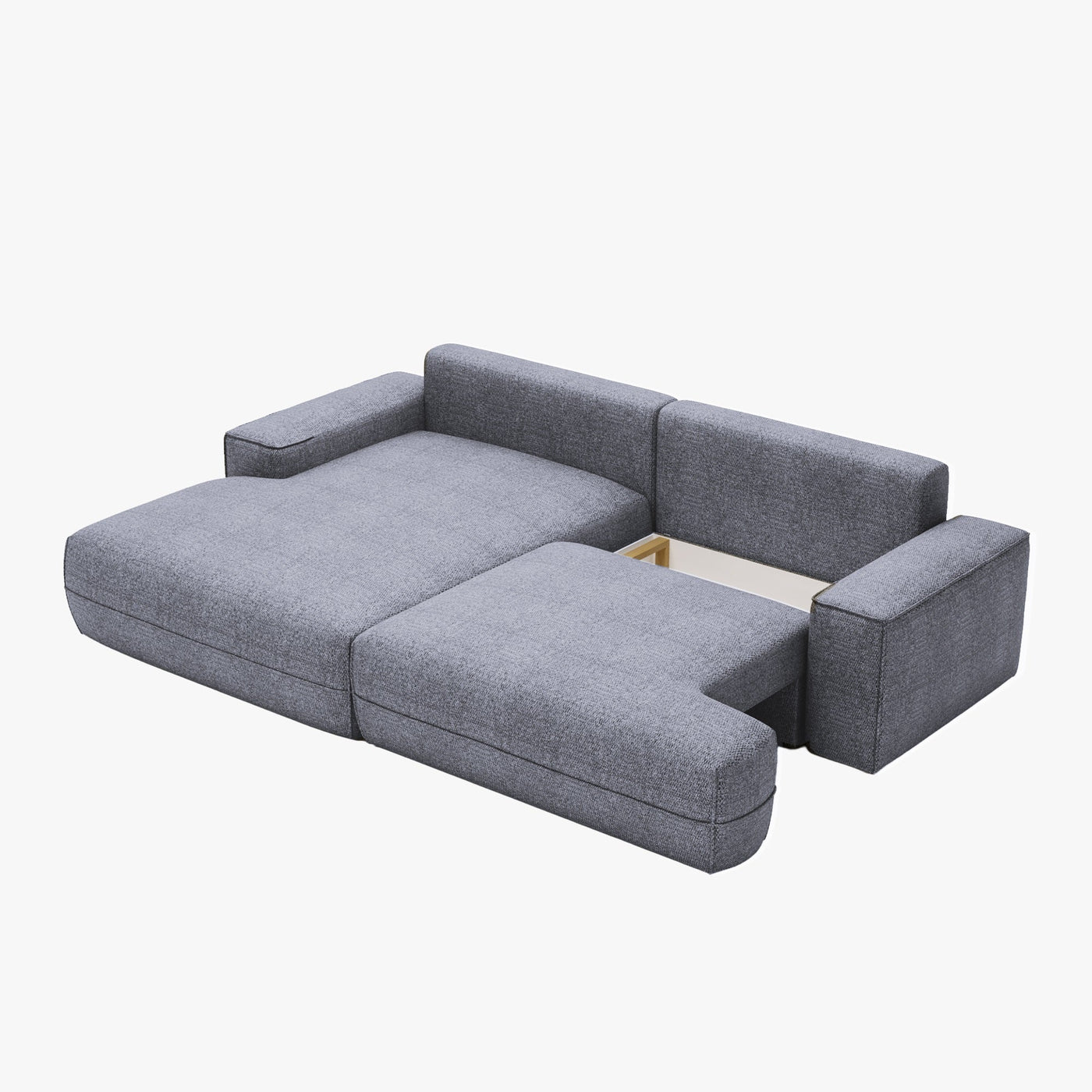 NOEMIA Canapé d'angle convertible avec coffre en tissu gris clair - Angle gauche - Canapé d'angle convertible - Mobilier Deco