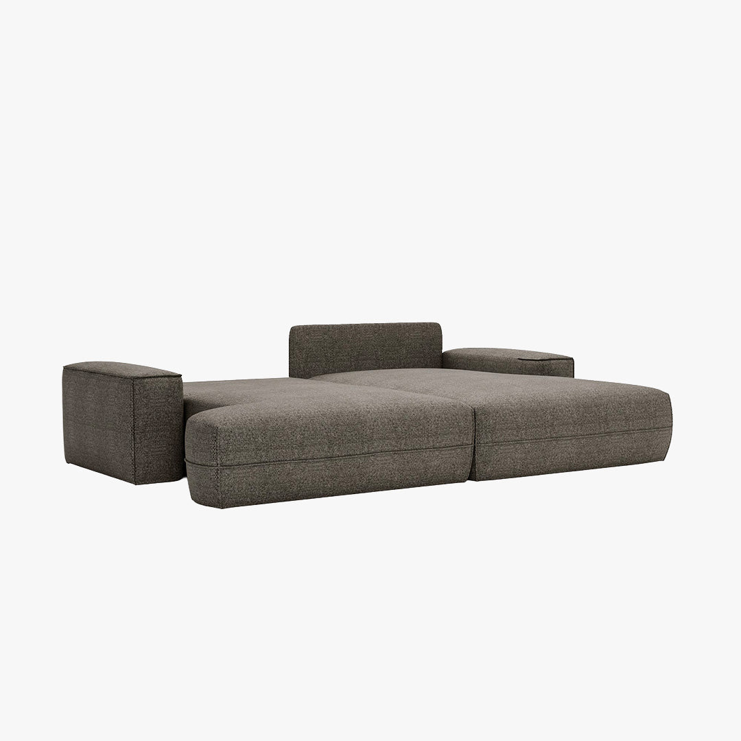 NOEMIA Canapé d'angle convertible avec coffre en tissu taupe - Angle droit - Canapé d'angle convertible - Mobilier Deco