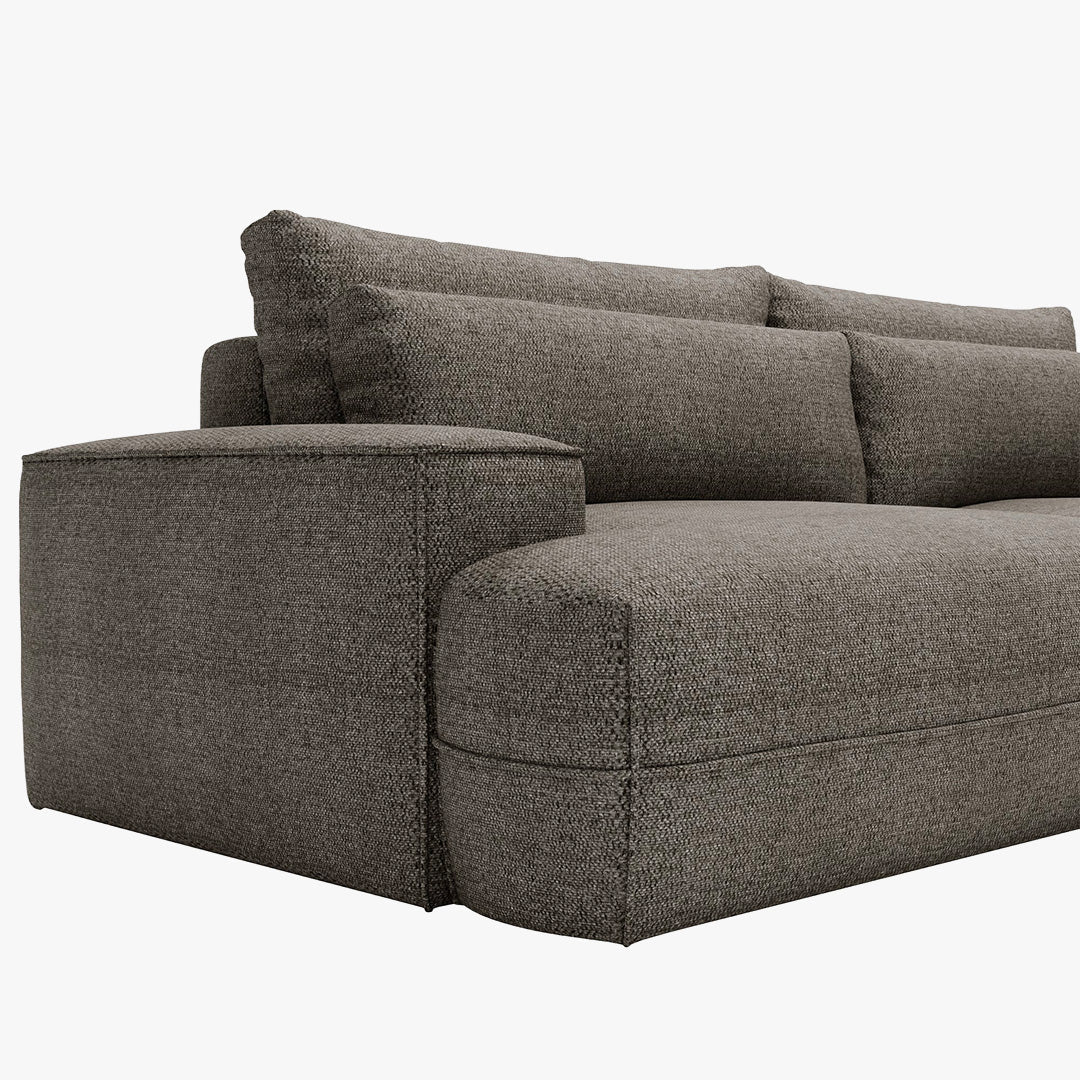 NOEMIA Canapé d'angle convertible avec coffre en tissu taupe - Angle droit - Canapé d'angle convertible - Mobilier Deco