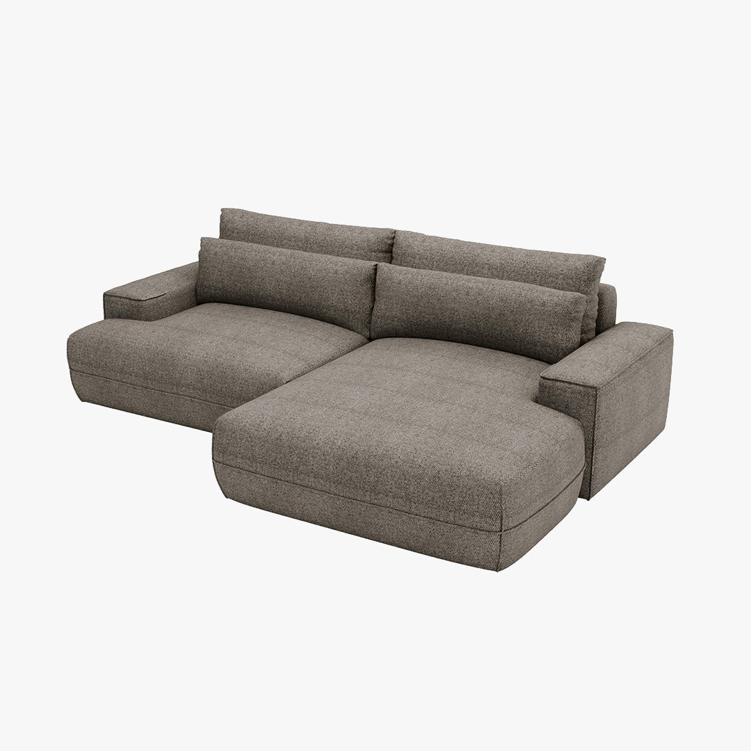 NOEMIA Canapé d'angle convertible avec coffre en tissu taupe - Angle droit - Canapé d'angle convertible - Mobilier Deco