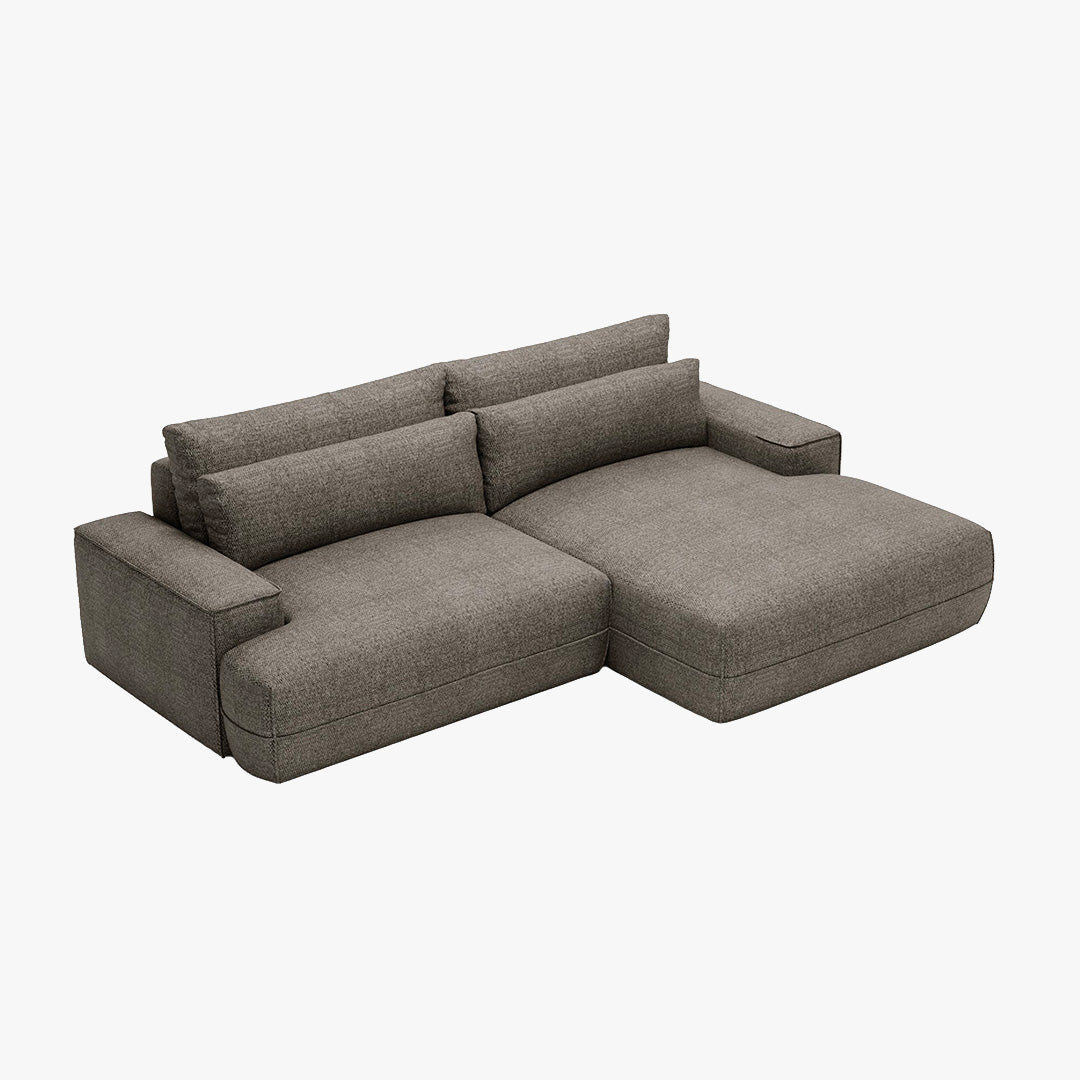 NOEMIA Canapé d'angle convertible avec coffre en tissu taupe - Angle droit - Canapé d'angle convertible - Mobilier Deco