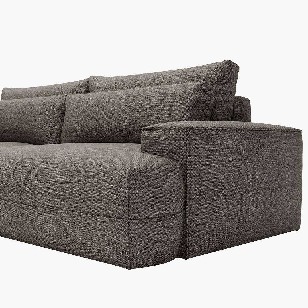 NOEMIA Canapé d'angle convertible avec coffre en tissu taupe - Angle gauche - Canapé d'angle convertible - Mobilier Deco