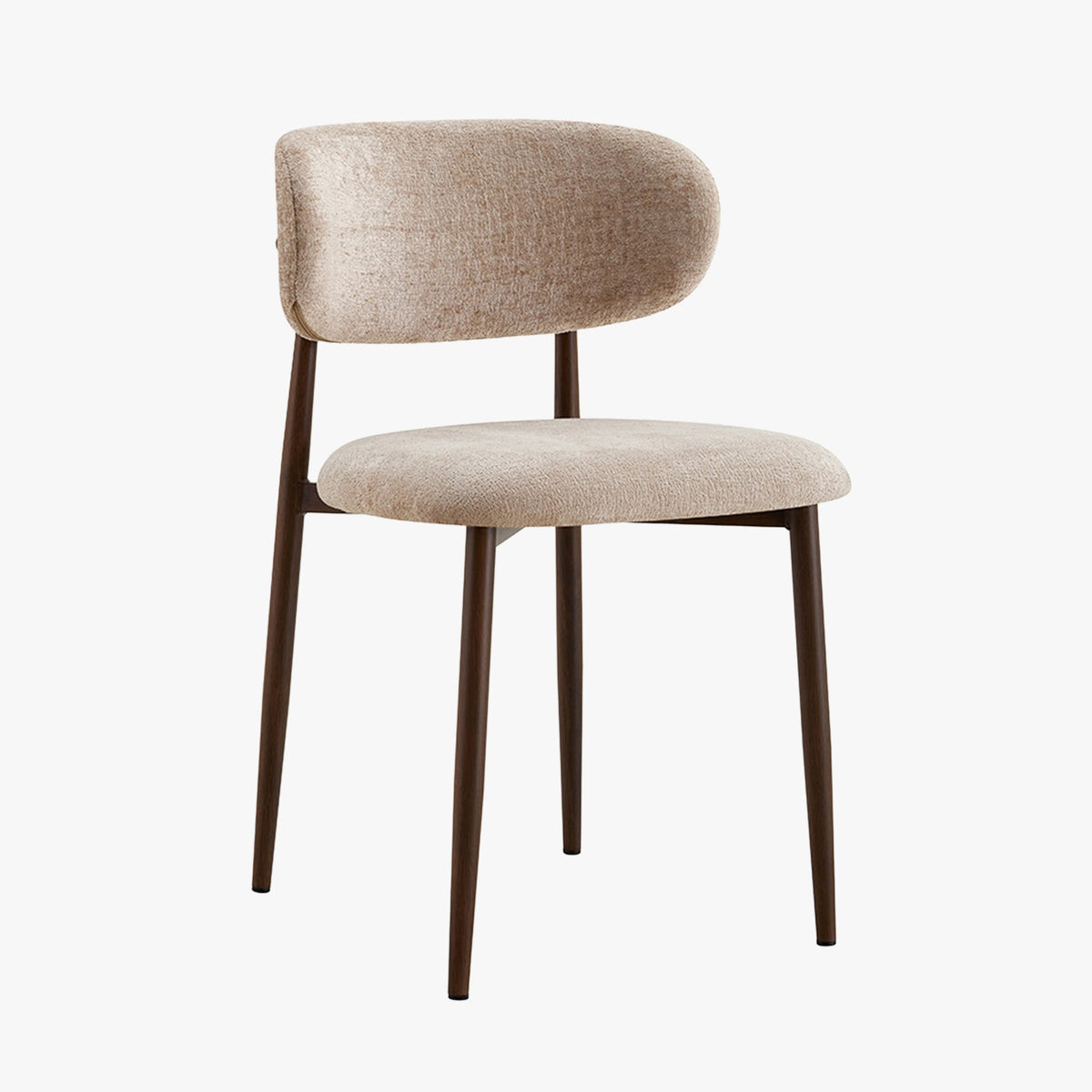 NONO Lot de 2 chaises en tissu beige pieds couleur bois foncé - Mobilier Deco