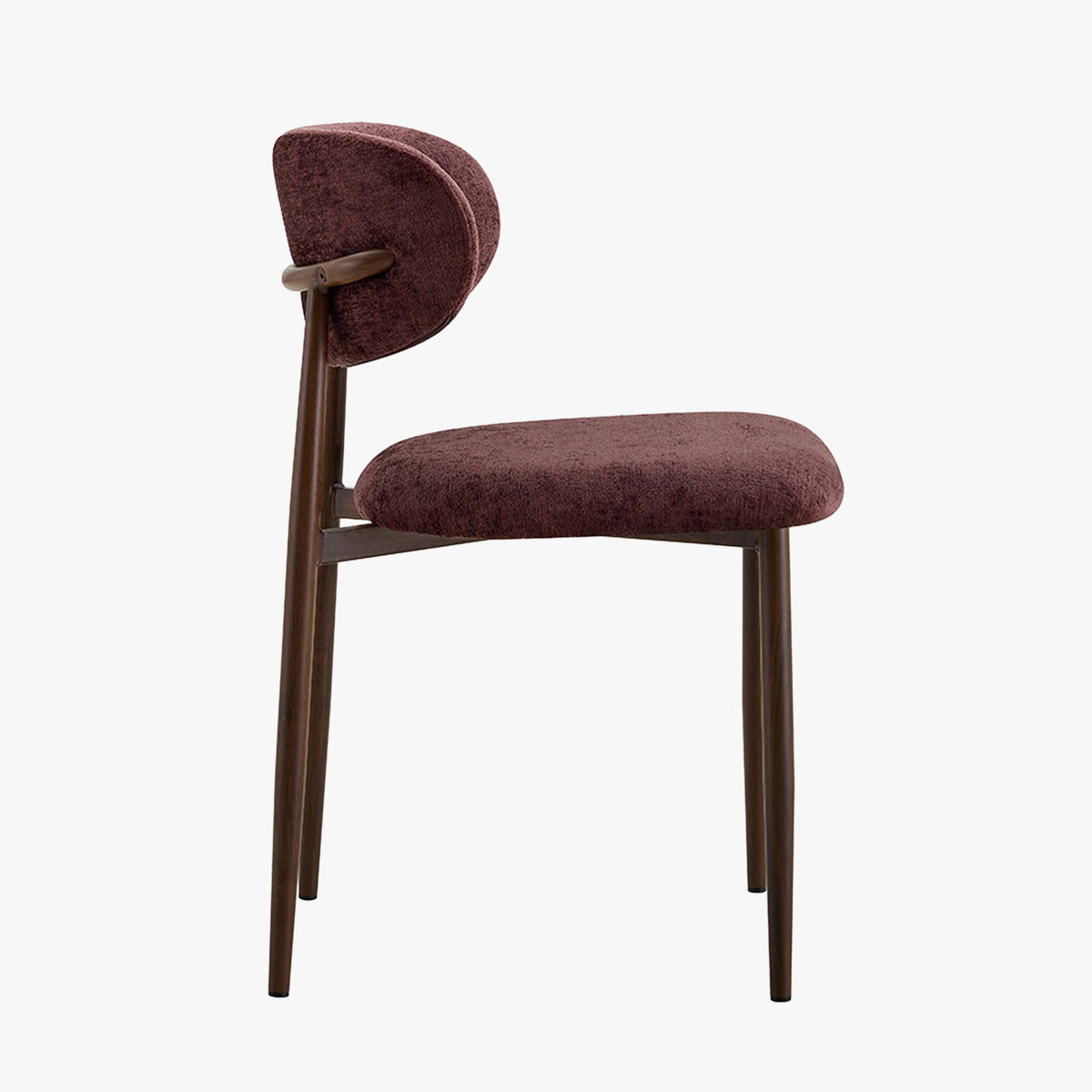 NONO Lot de 2 chaises en tissu prune pieds couleur bois foncé - Mobilier Deco