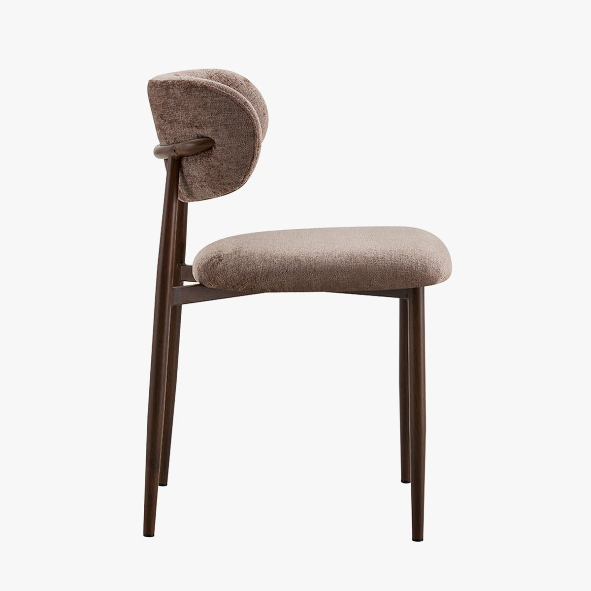 NONO Lot de 2 chaises en tissu taupe pieds couleur bois foncé - Mobilier Deco