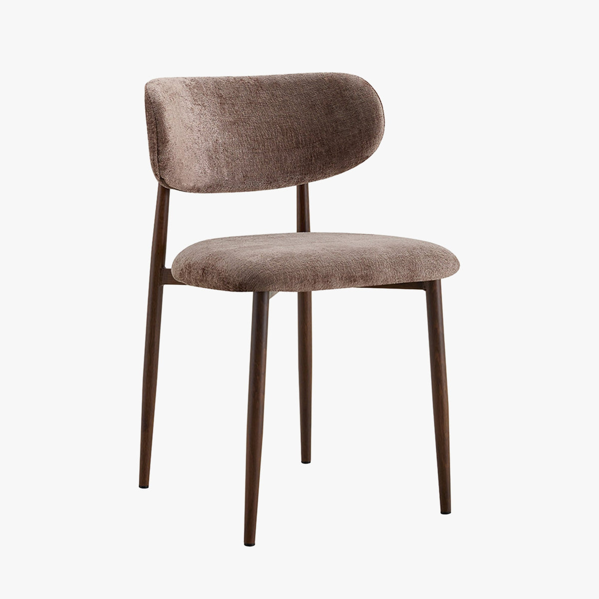 NONO Lot de 2 chaises en tissu taupe pieds couleur bois foncé - Mobilier Deco