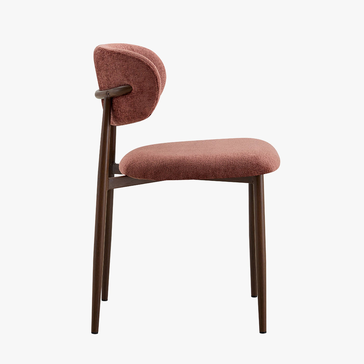 NONO Lot de 2 chaises en tissu terracotta pieds couleur bois foncé - Mobilier Deco