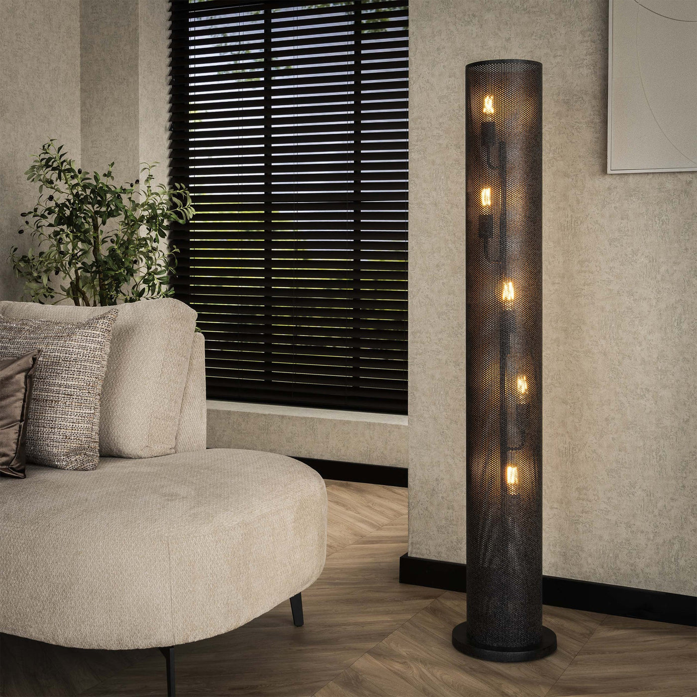 NOVA Lampadaire tube 5 ampoules en métal noir 18x149 cm - Luminaires - Mobilier Deco