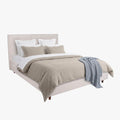 OLEA Lit double en tissu beige avec coffre 140x190 cm