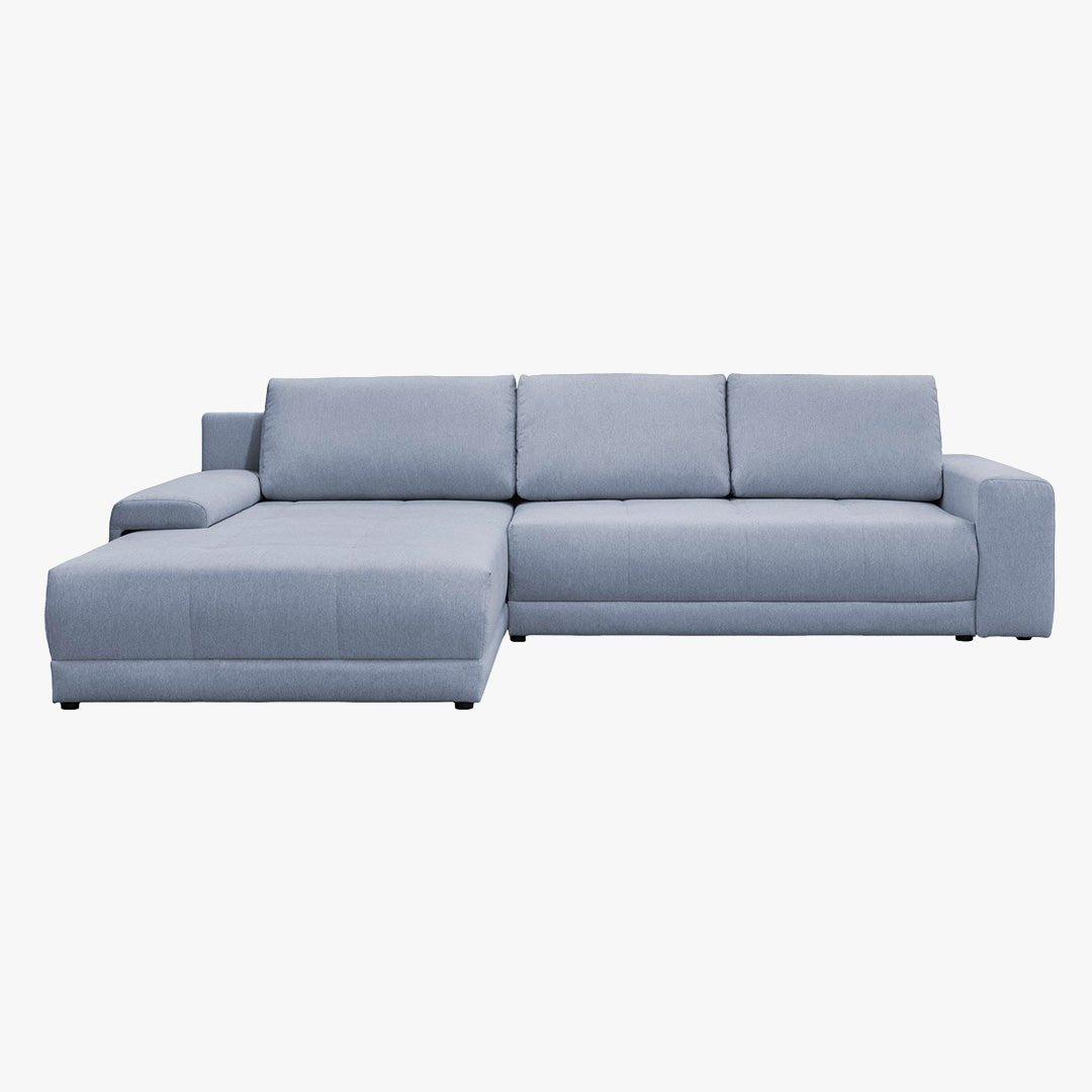 OLIVIA Canapé d'angle convertible avec coffre tissu gris - Configuration fixe - Canapé d'angle convertible - Mobilier Deco