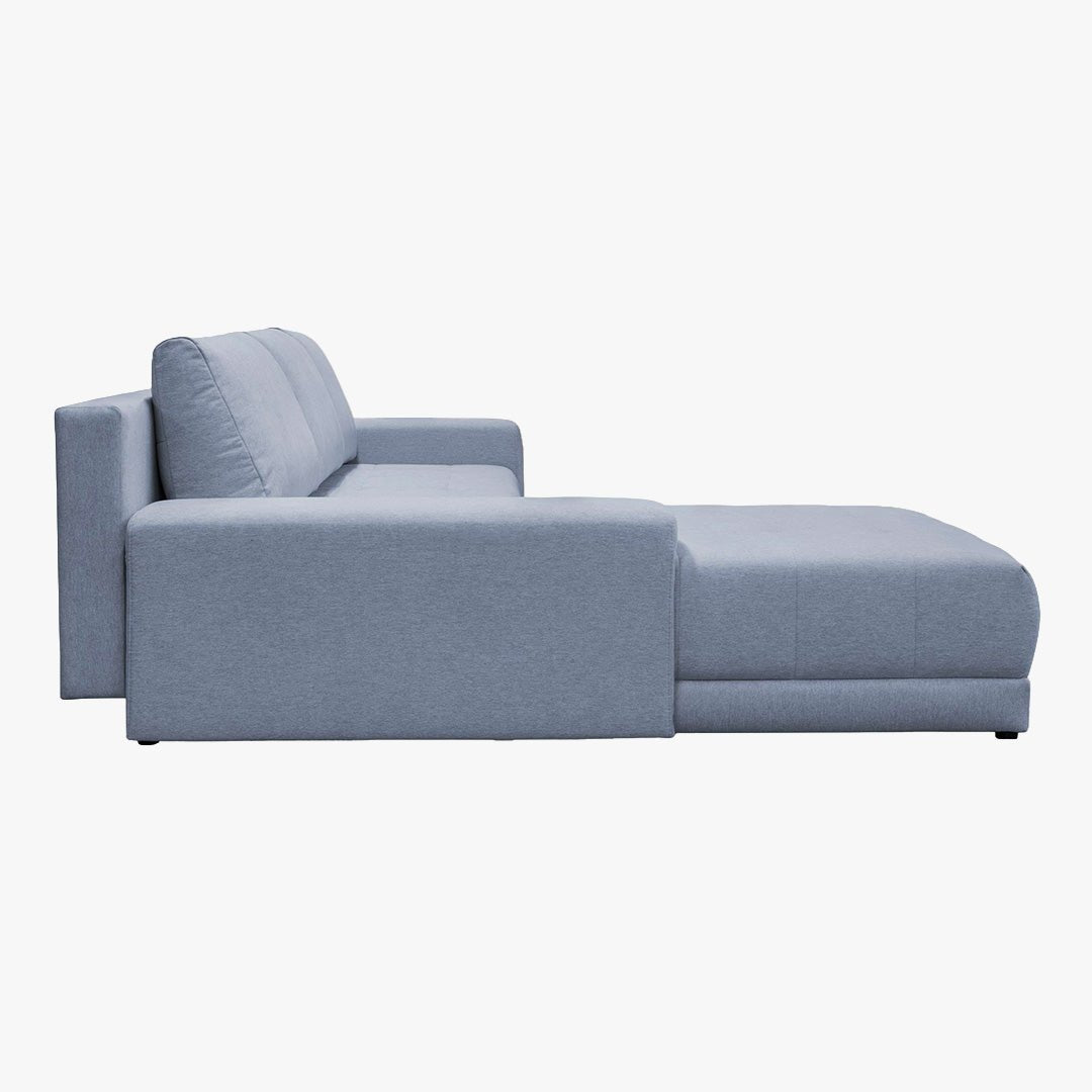 OLIVIA Canapé d'angle convertible avec coffre tissu gris - Configuration fixe - Canapé d'angle convertible - Mobilier Deco