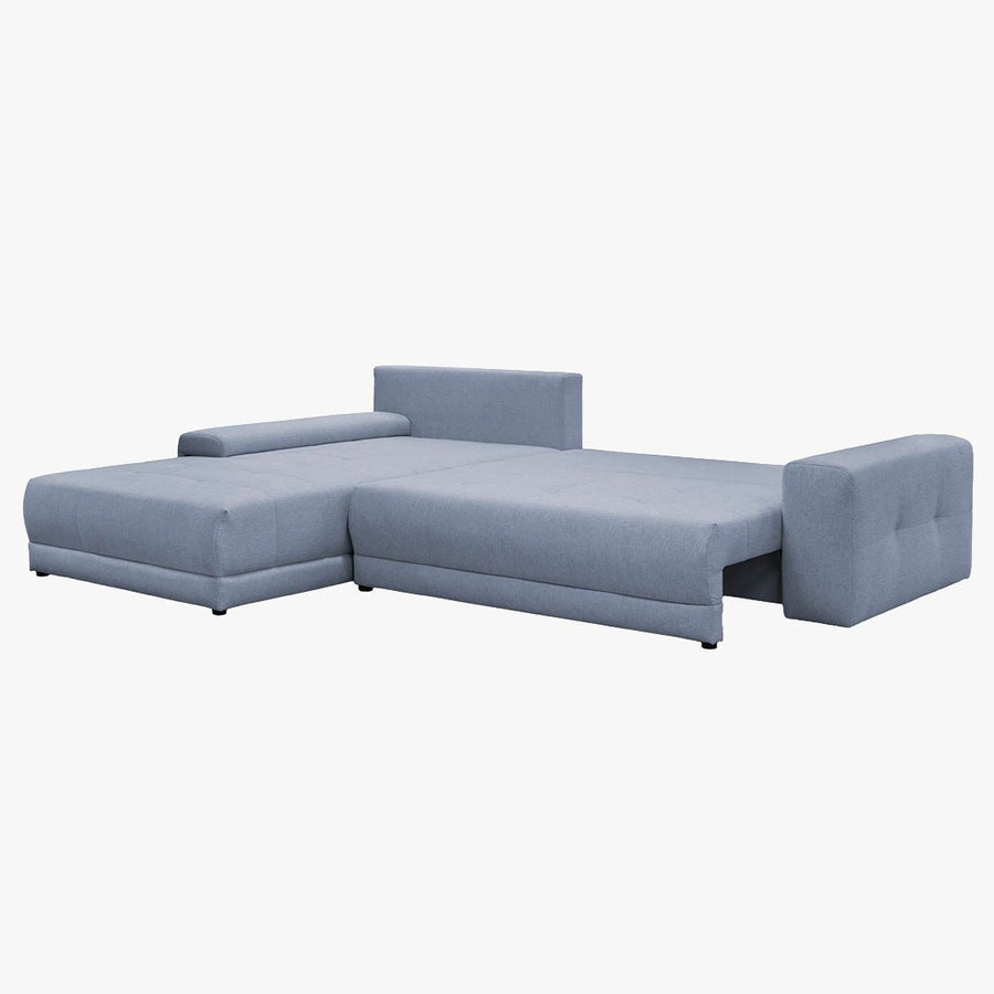 OLIVIA Canapé d'angle convertible avec coffre tissu gris - Configuration fixe — aperçu vidéo