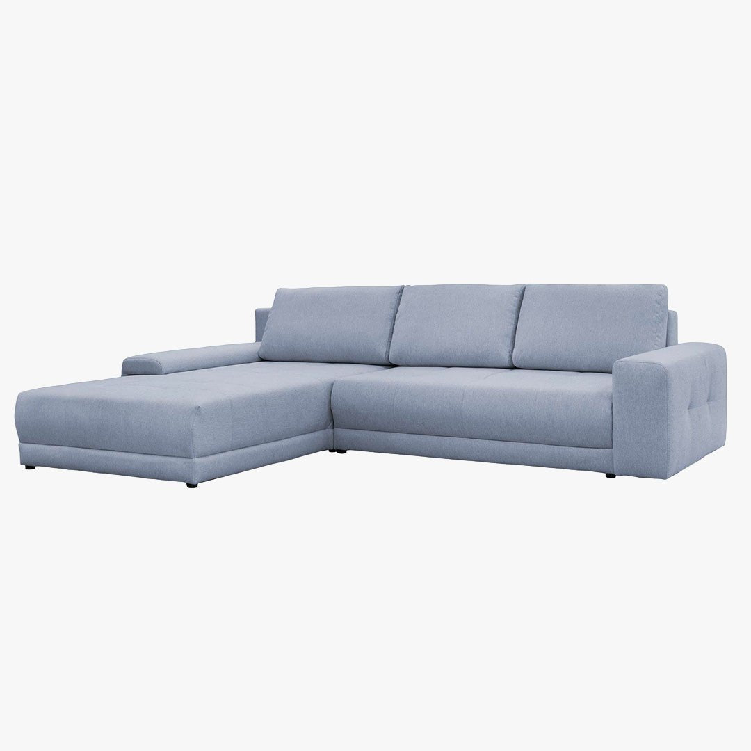 OLIVIA Canapé d'angle convertible avec coffre tissu gris - Configuration fixe - Canapé d'angle convertible - Mobilier Deco